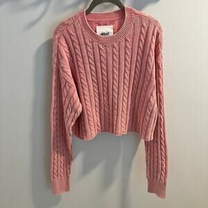 NWT Aerie Pink Cropped Pullover Sweater Size M